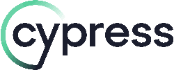 Cypress logo with the word 'cypress' in lowercase, featuring a gradient semi-circle starting above the 'c' and ending above the 'y'.