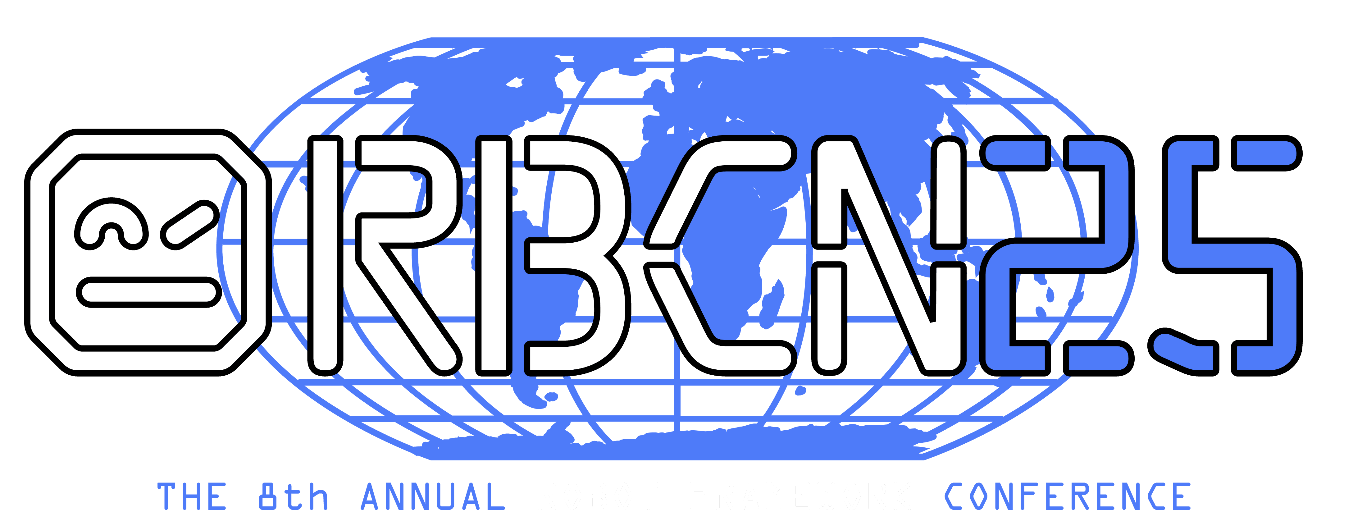 Logo for Robocon 25, featuring a stylized robot face and world map, with text "The 8th Annual Robot Framework Conference," highlighted in the 2025 Guide to Software Testing Conferences.